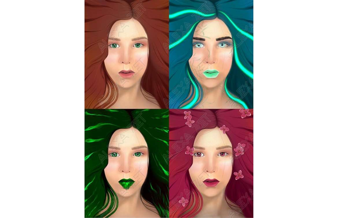 Graphic Design - Quadriptych portrait by Alexa Zet