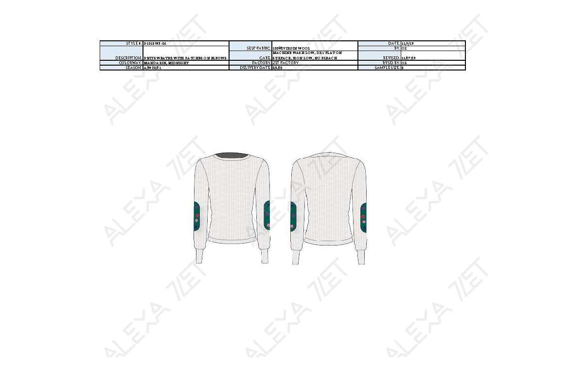 Fashion Design - Knit Pullover Tech Pack by Alexa Zet