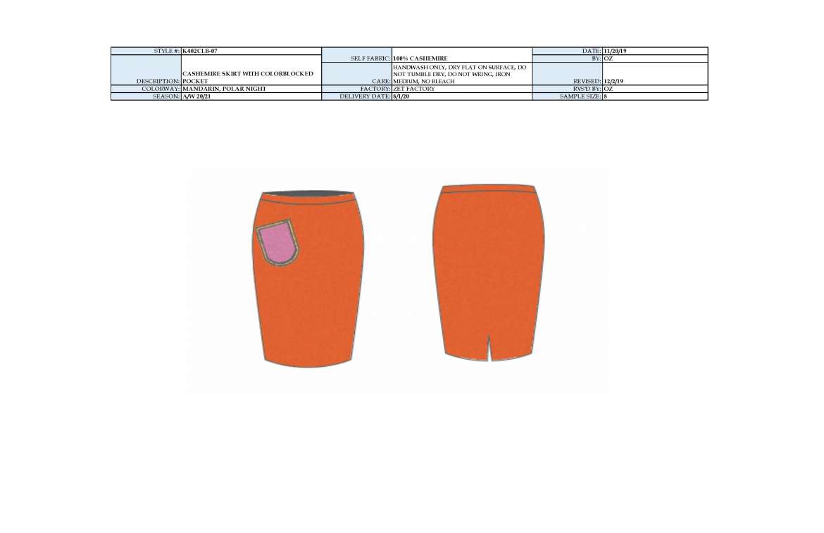 Fashion Design - Color-block cashmere skirt by Alexa Zet